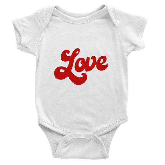 Love, In Cursive, Classic Baby Short Sleeve Bodysuit