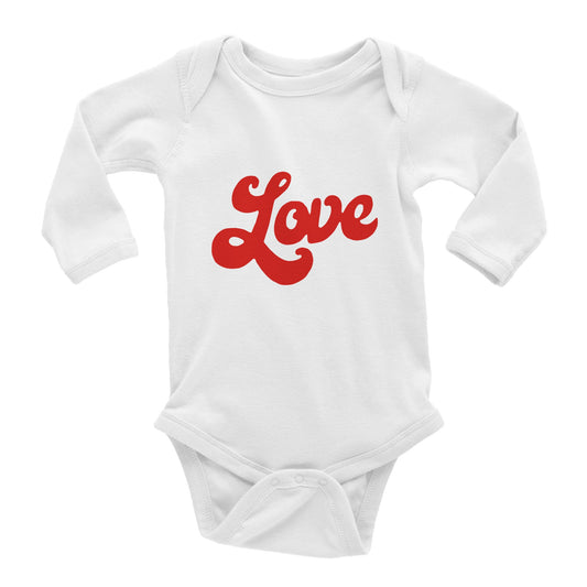 Love, In Cursive, Classic Baby Long Sleeve Bodysuit