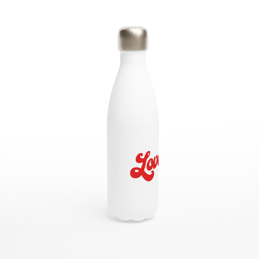 Love, In Cursive White 17oz Stainless Steel Water Bottle